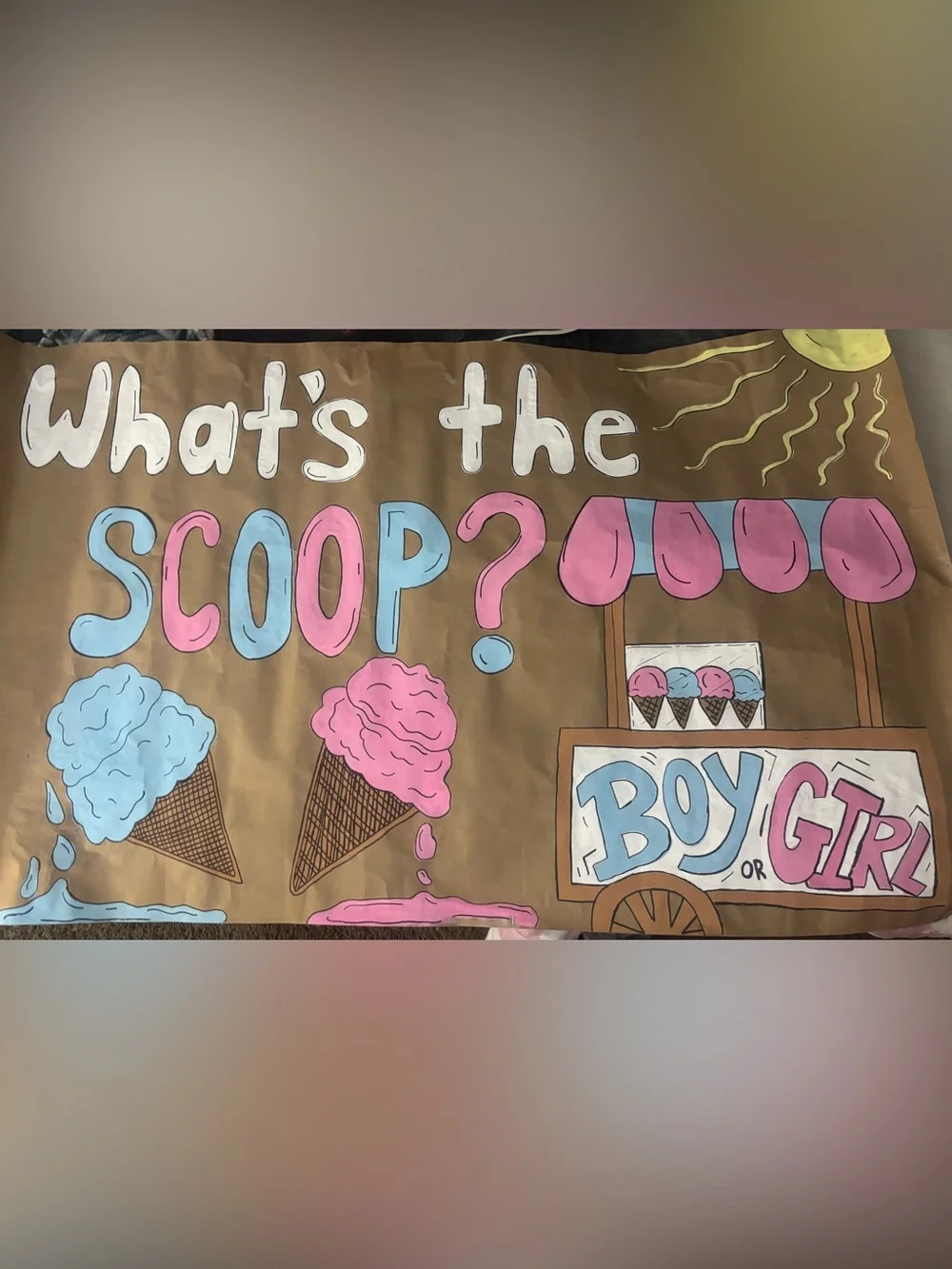 What’s the Scoop Gender Reveal Party Poster - Pink and Blue Ice Cream Theme 🍦💗💙